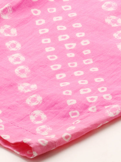 Sequin Embroidered & Bandhej Kurta & Pant - Pastel Pink