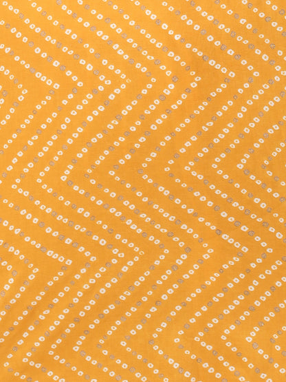 Bandhej Printed & Embroidered Kurta - Mustard