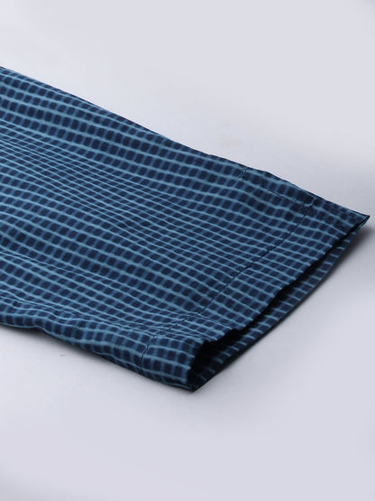 Ethnic Zari Embroidered Printed Kurta with Pants - Indigo Blue