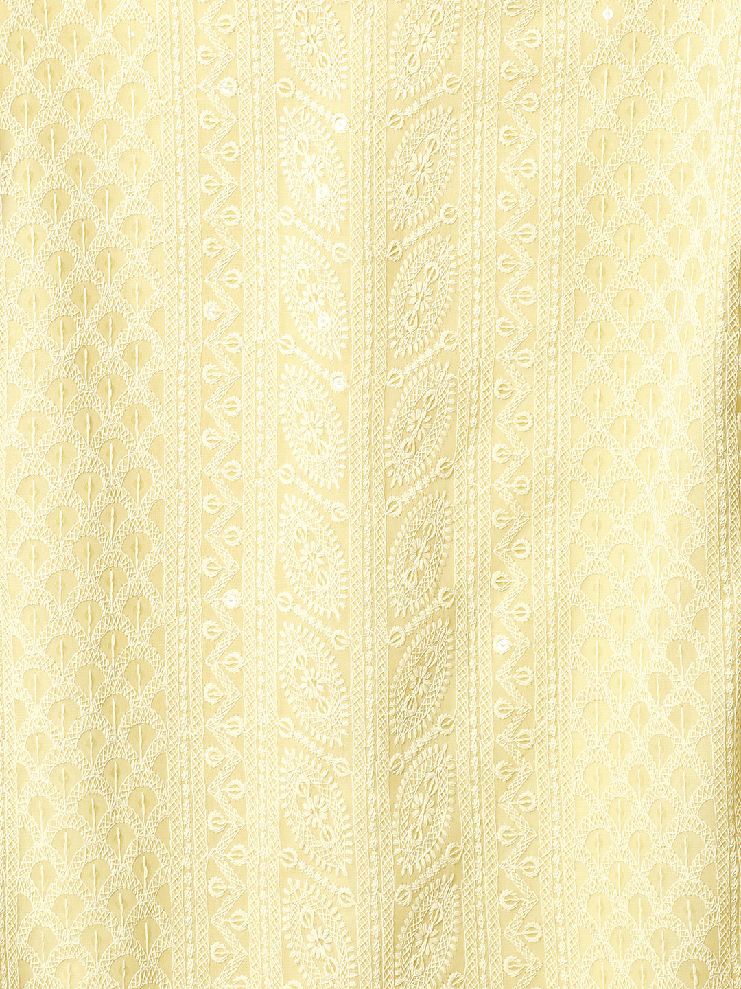 Chikankari Embroidered Straight Fit Kurta - Pastel Yellow