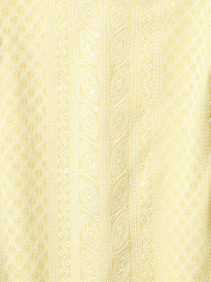 Chikankari Embroidered Straight Fit Kurta - Pastel Yellow