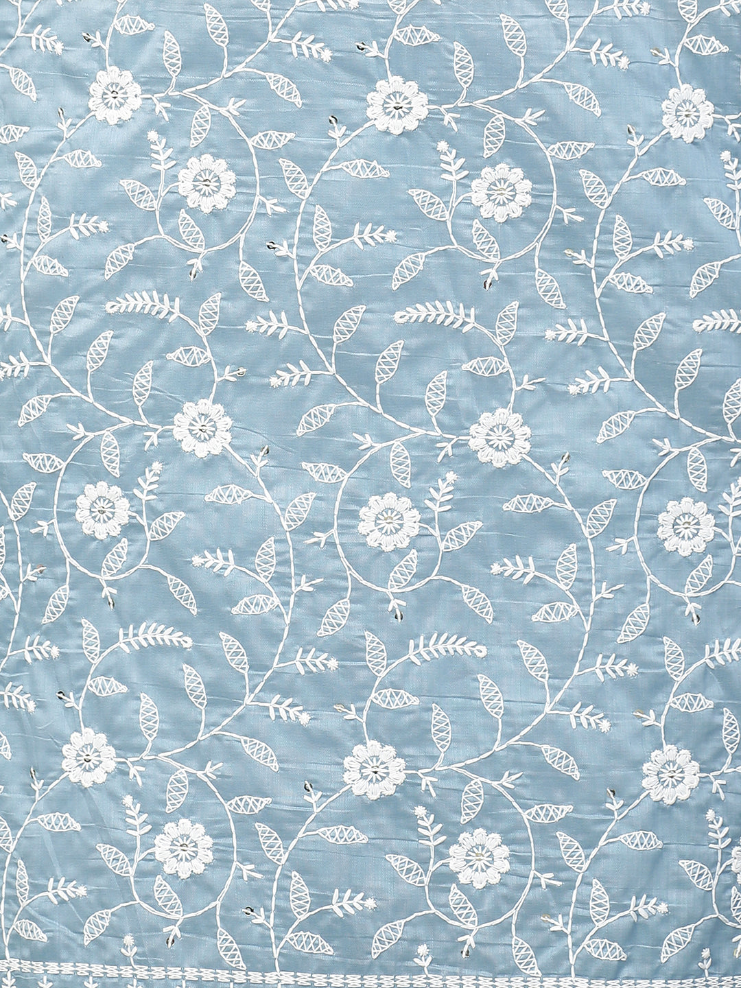 Floral Chikankari Embroidered Straight Fit Kurta & Pants - Powder Blue