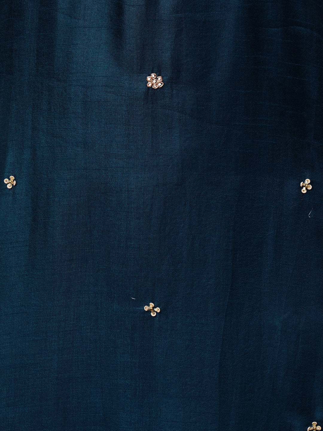 Floral Hand Embroidered Straight Kurta with Pants and Dupatta - Prussian Blue