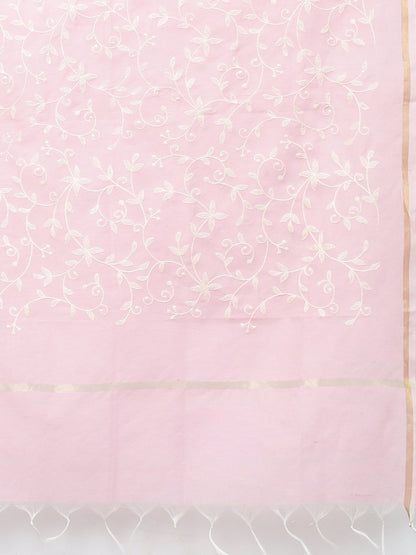 Ethnic Embroidered Straight Kurta with Dupatta - Pink
