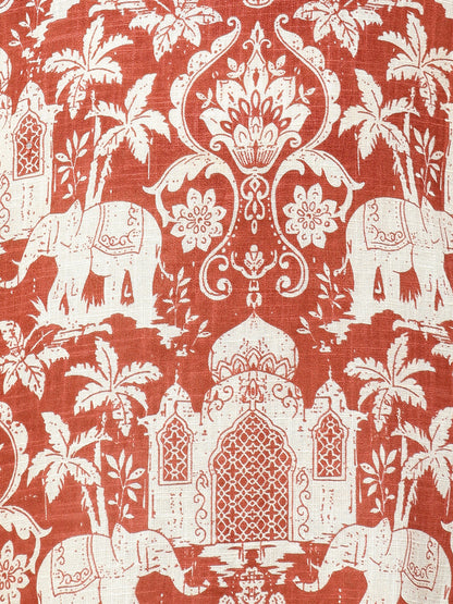 Ethnic Printed & Embroidered Straight Fit Kurta - Brick Red