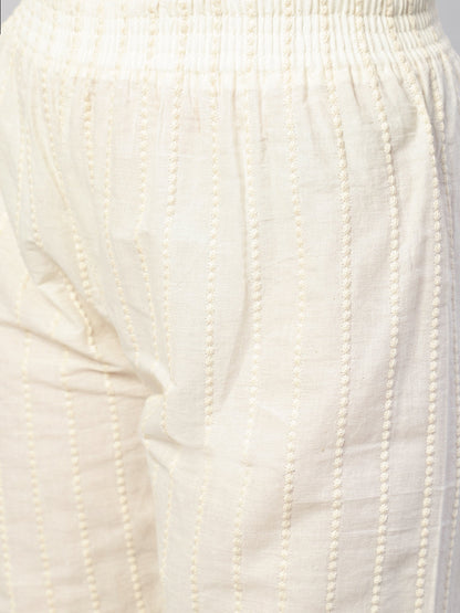 Ethnic Printed & Embroidered Straight Fit Kurta with Pants - Peach