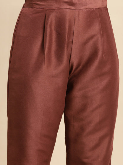 Ethnic Embroidered Kurta with Pant - Rose Pink