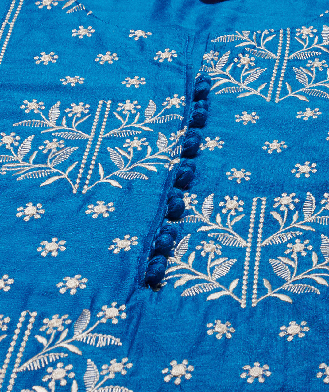 Floral Embroidered Straight Fit Kurta - Blue