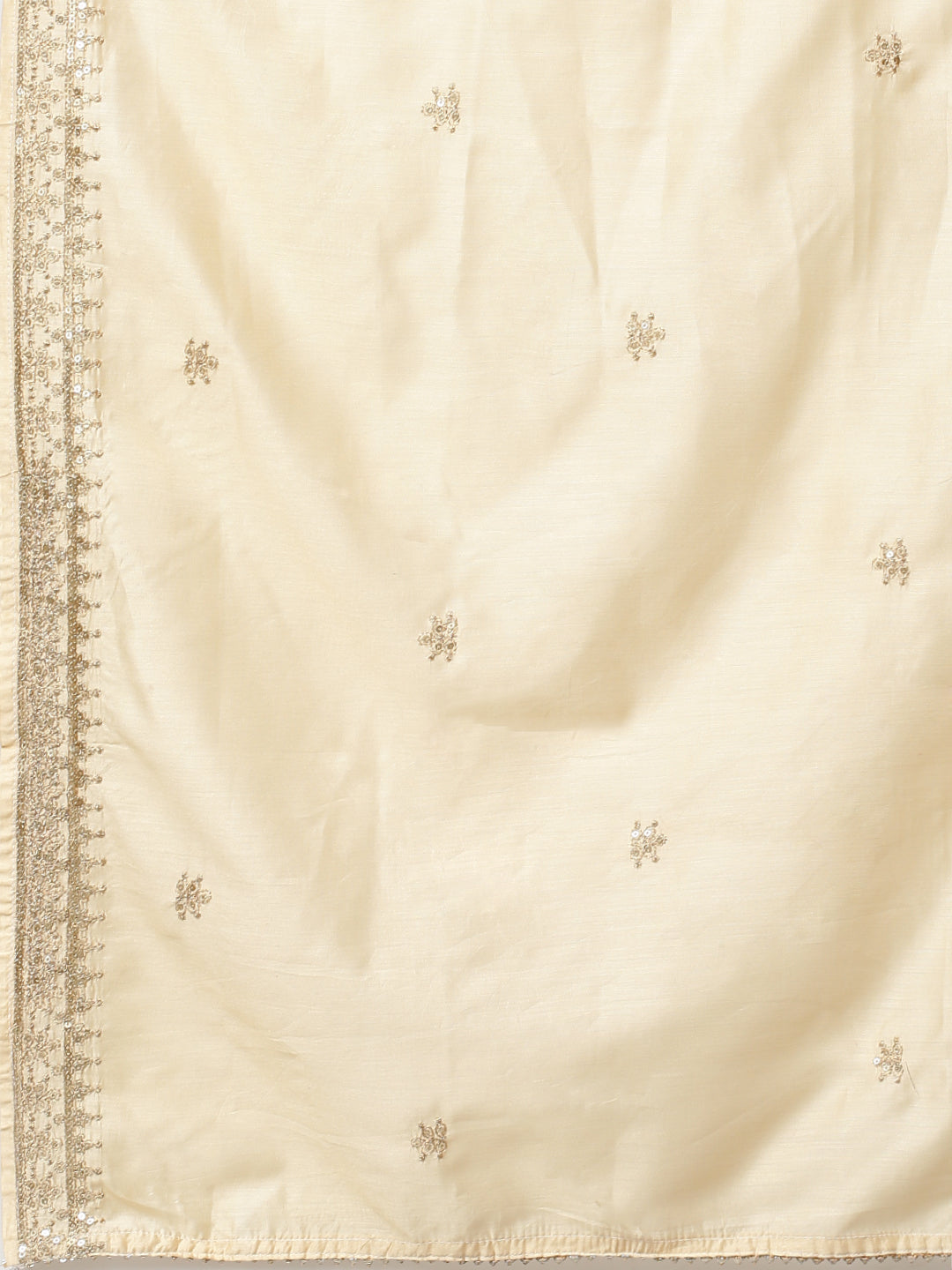 Floral Printed & Embroidered Kurta with Pants & Dupatta - Cream