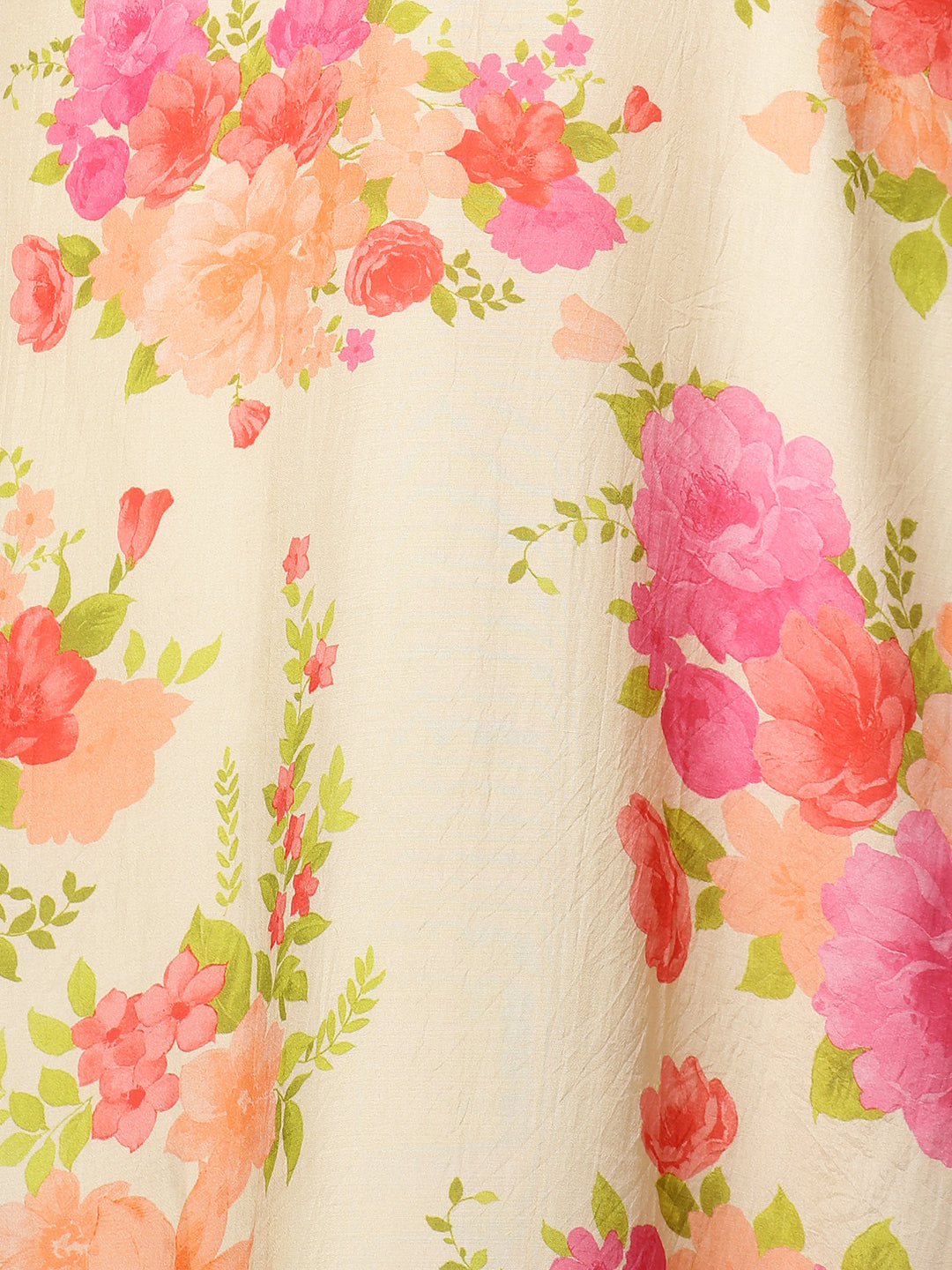 Floral Printed & Embroidered Kurta with Pants & Dupatta - Cream