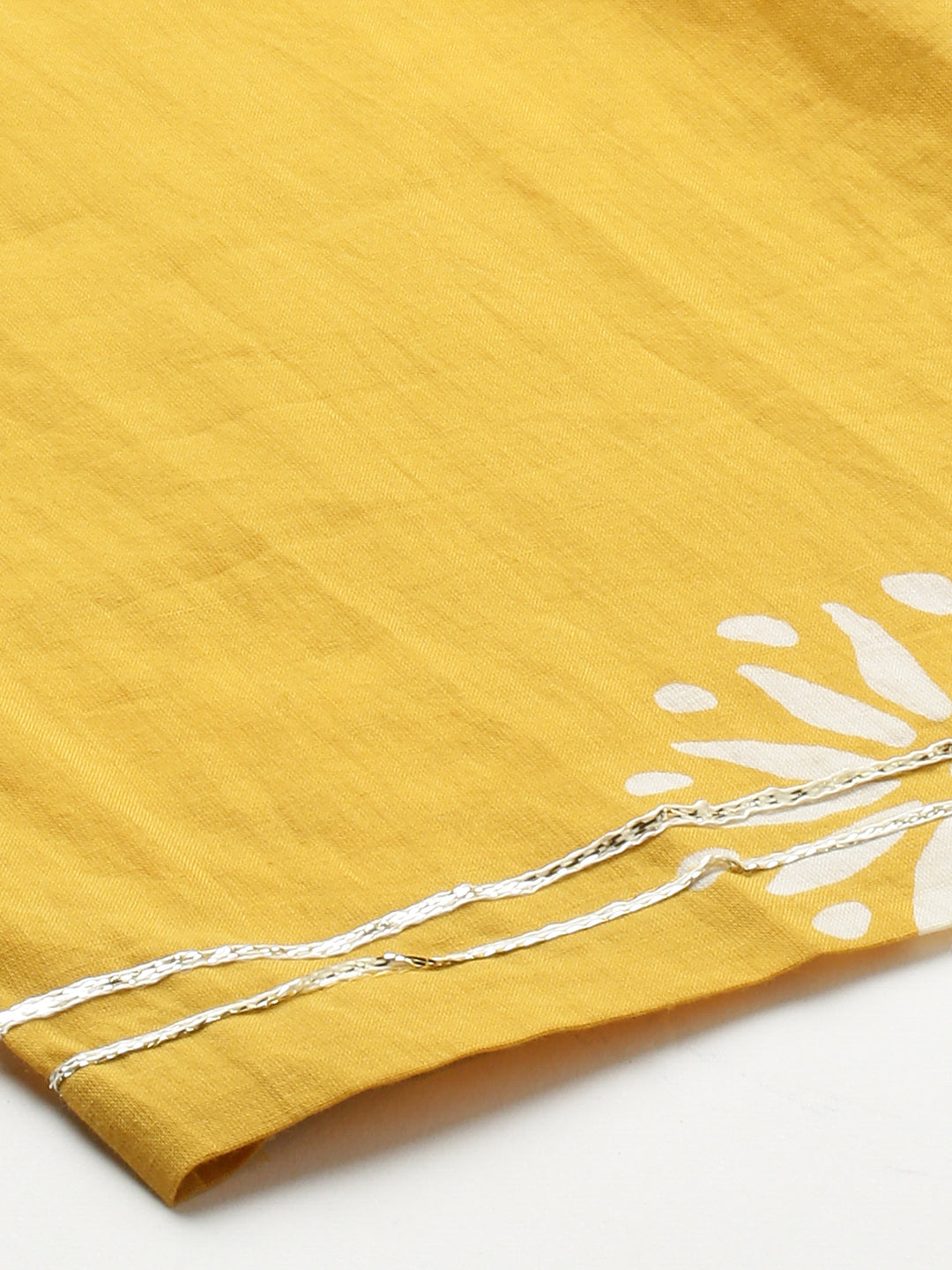Ethnic Printed & Embroidered Straight Kurta with Pants & Dupatta - Mustard