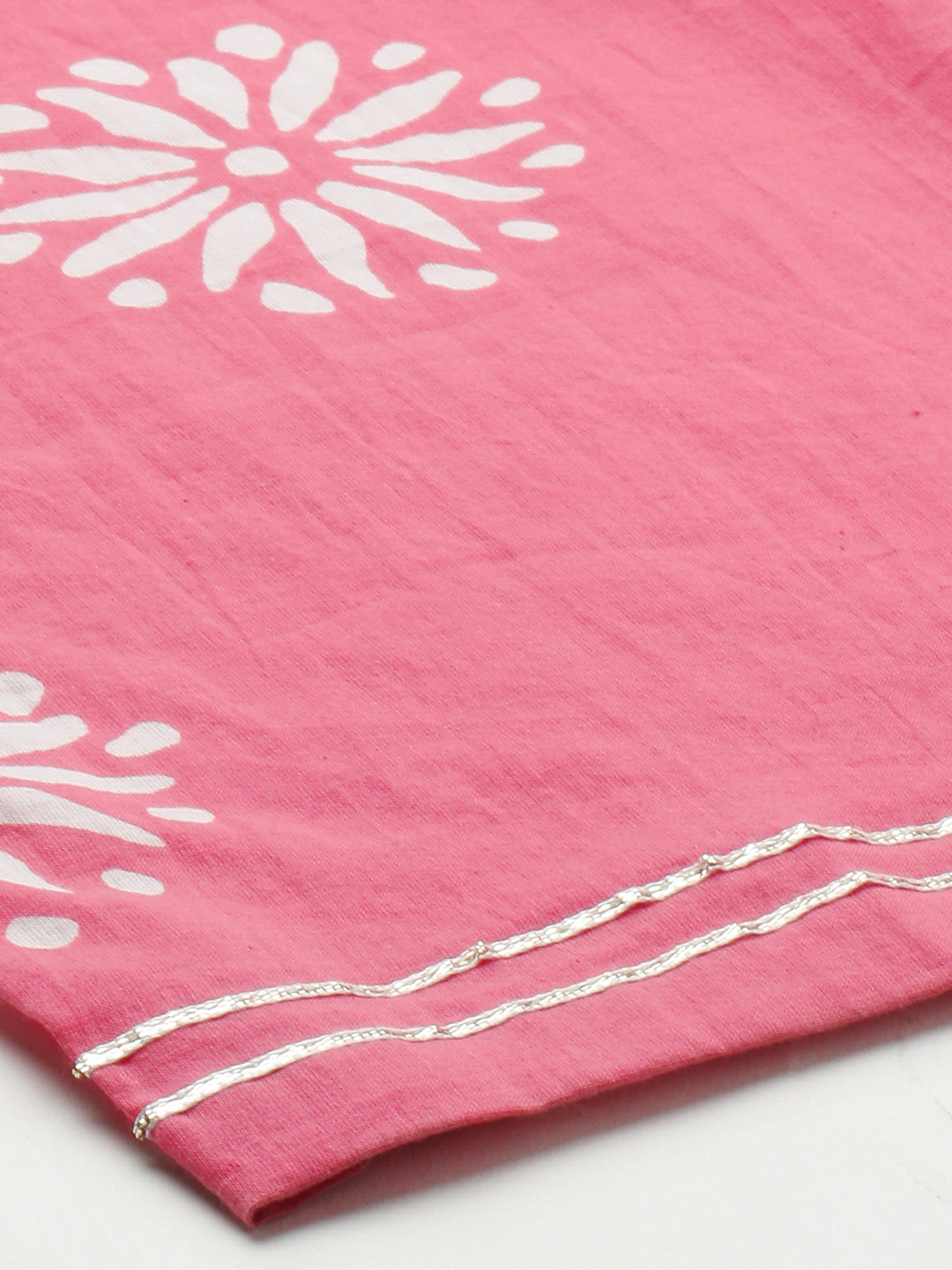 Ethnic Printed & Embroidered Straight Kurta with Pants & Dupatta - Pink
