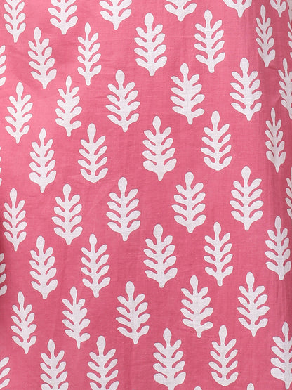 Ethnic Printed & Embroidered Straight Kurta with Pants & Dupatta - Pink