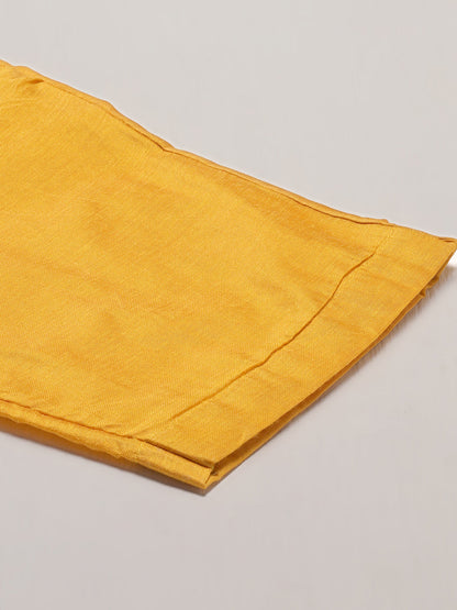 Ethnic Hand Embroidered Straight Kurta with Pants & Dupatta - Yellow
