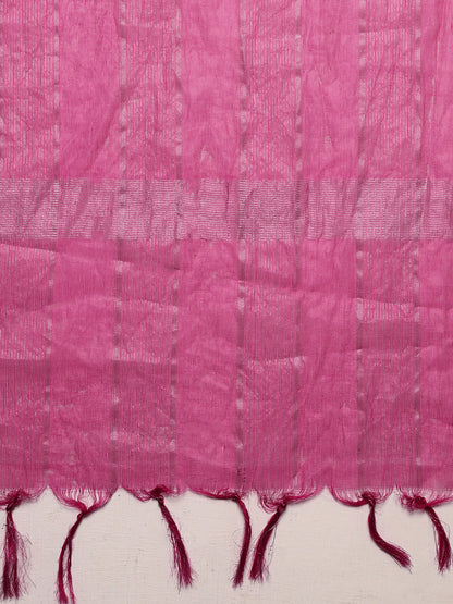 Ethnic Hand Embroidered Straight Kurta with Pants & Dupatta - Magenta Pink