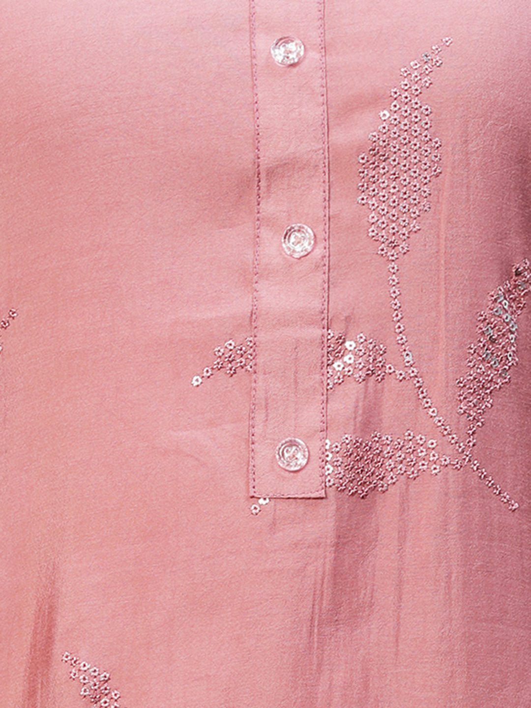 Floral Embroidered Straight Fit Kurta - Pink