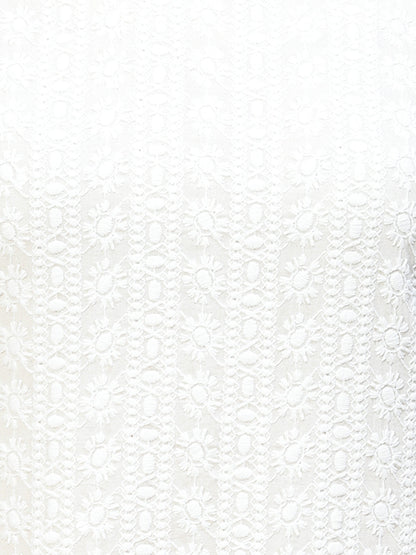 Ethnic Chikankari Embroidered Straight Kurta with Pants & Dupatta - Off White