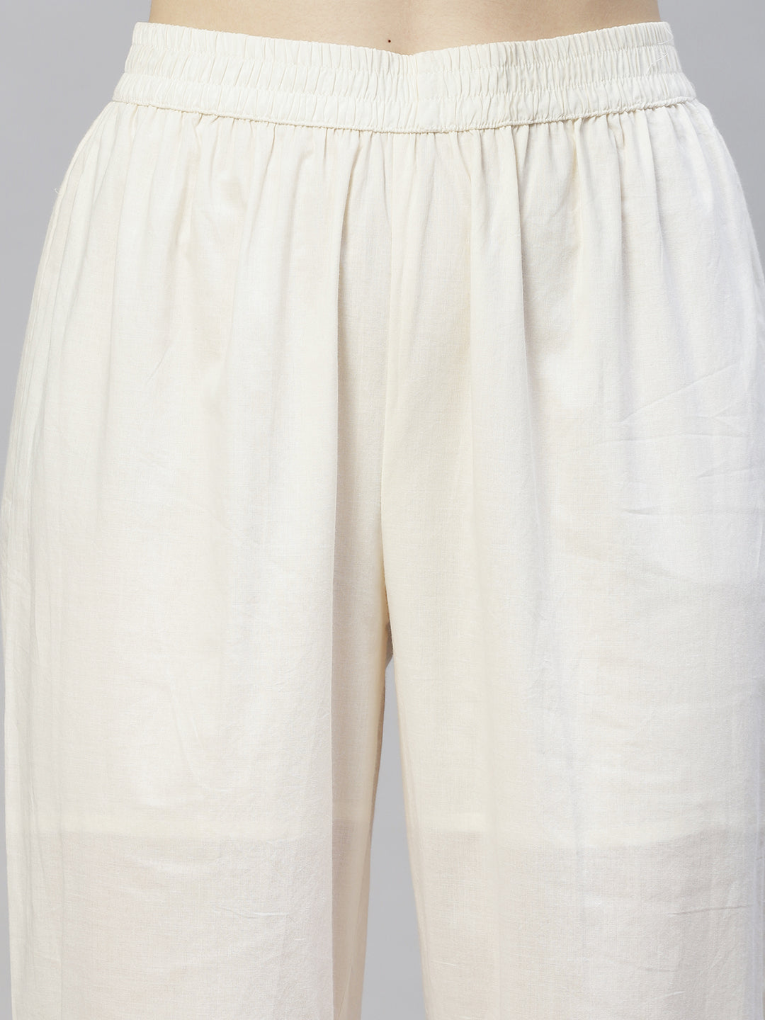 Ethnic Chikankari Embroidered Straight Kurta with Pants & Dupatta - Off White