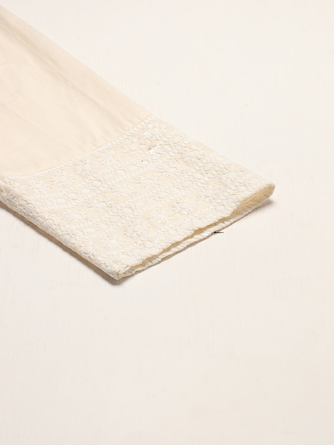 Ethnic Chikankari Embroidered Straight Kurta with Pants & Dupatta - Off White