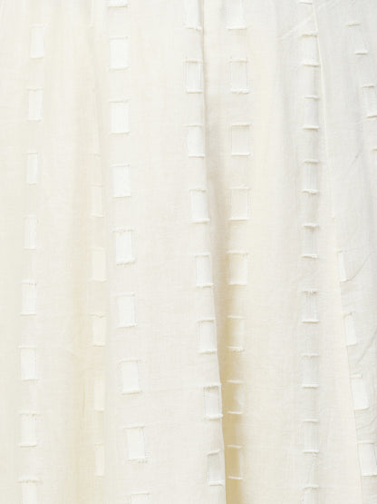 Ethnic Woven Anarkali Kurta with Pants & Dupatta - Off White