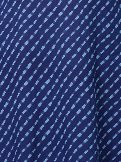 Leheriya Printed & Sequin Embroidered Straight Fit Kurta - Dark Blue