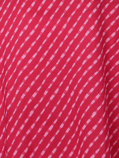 Leheriya Printed & Sequin Embroidered Straight Fit Kurta - Hot Pink