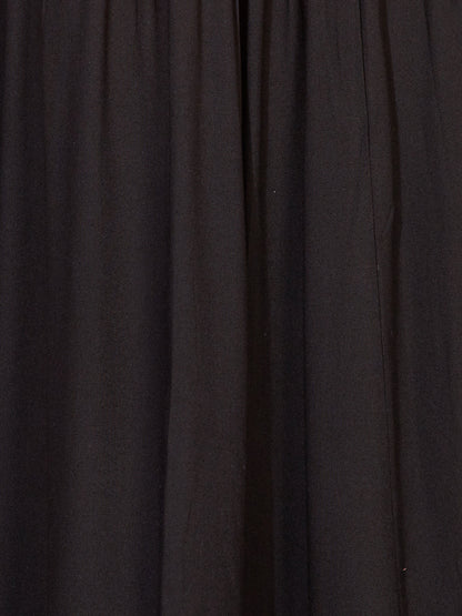 Ethnic Embroidered Flared Midi Dress - Black