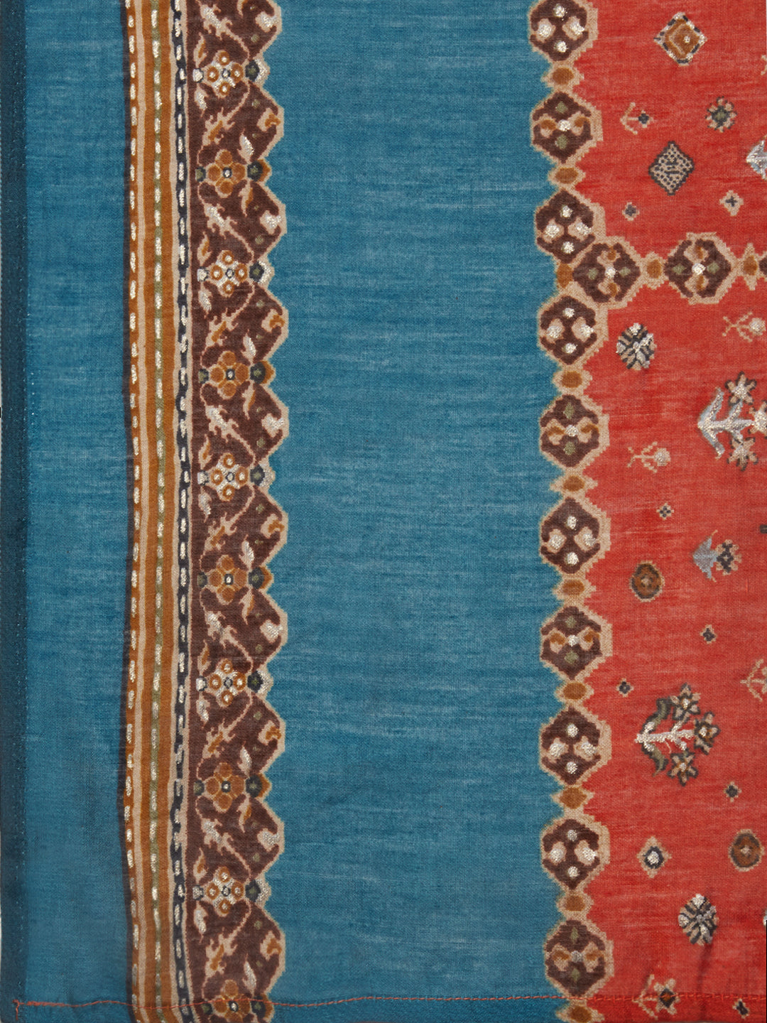 Ethnic Printed & Embroidered Kurta with Pants & Dupatta - Blue