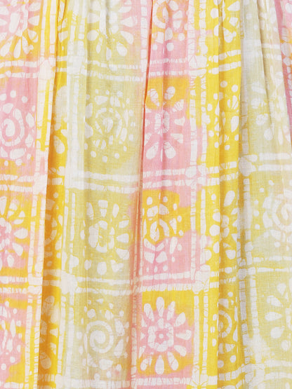 Ethnic Printed & Hand Embroidered A-Line Flare Maxi Dress - Multi
