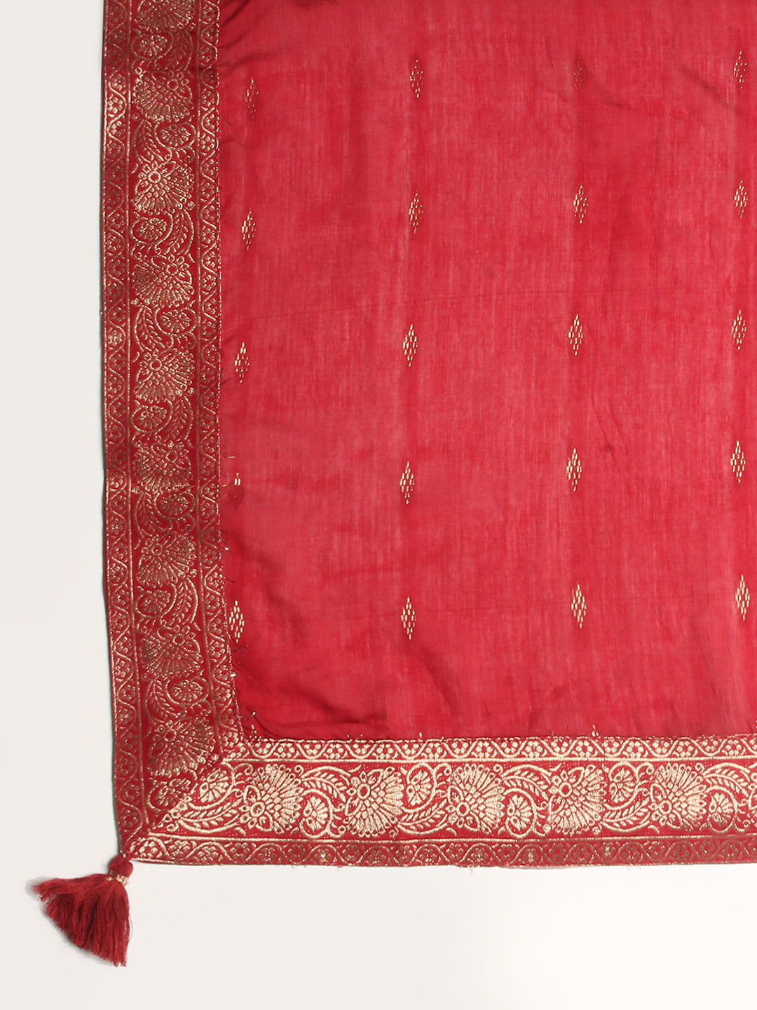 Ethnic Woven & Hand Embroidered Kurta with Pants & Dupatta - Maroon