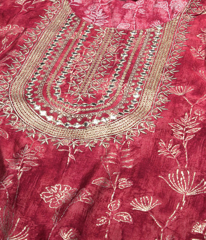 Floral Printed & Embroidered Straight Fit Kurta - Magenta