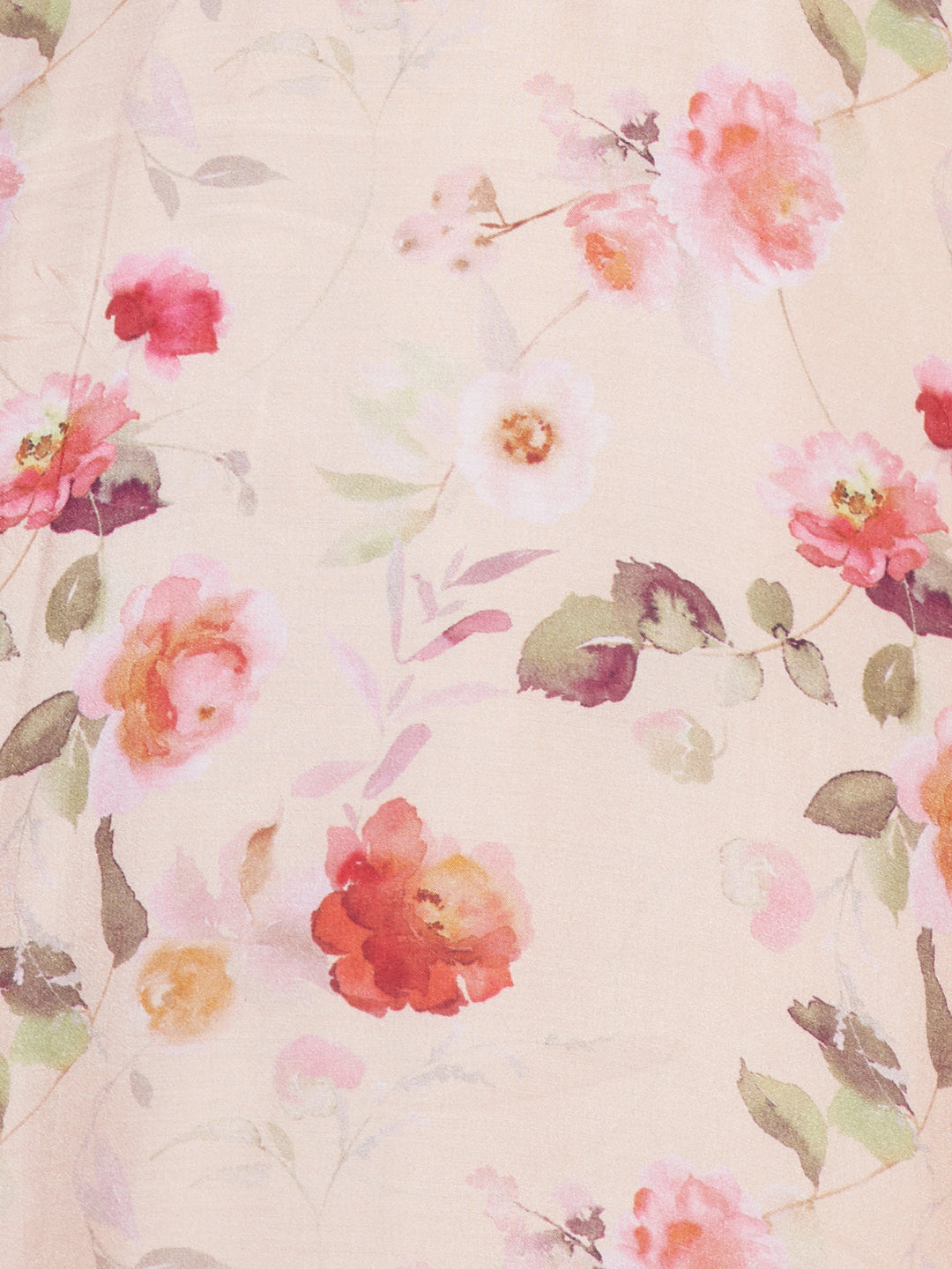 Floral Printed & Embroidered Kurta with Pants & Dupatta - Peach