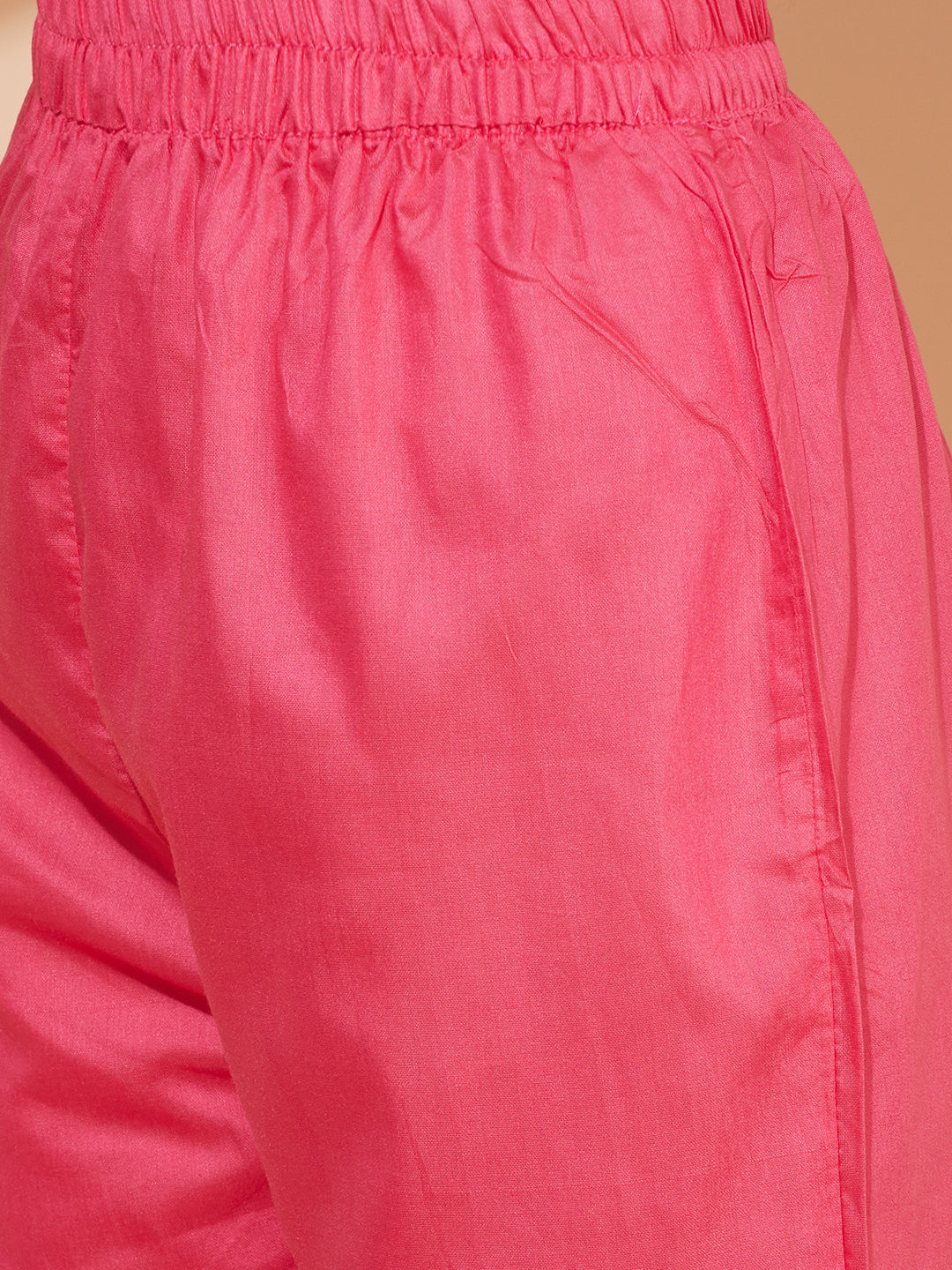 Floral Printed & Embroidered Kurta with Pants & Dupatta - Pink