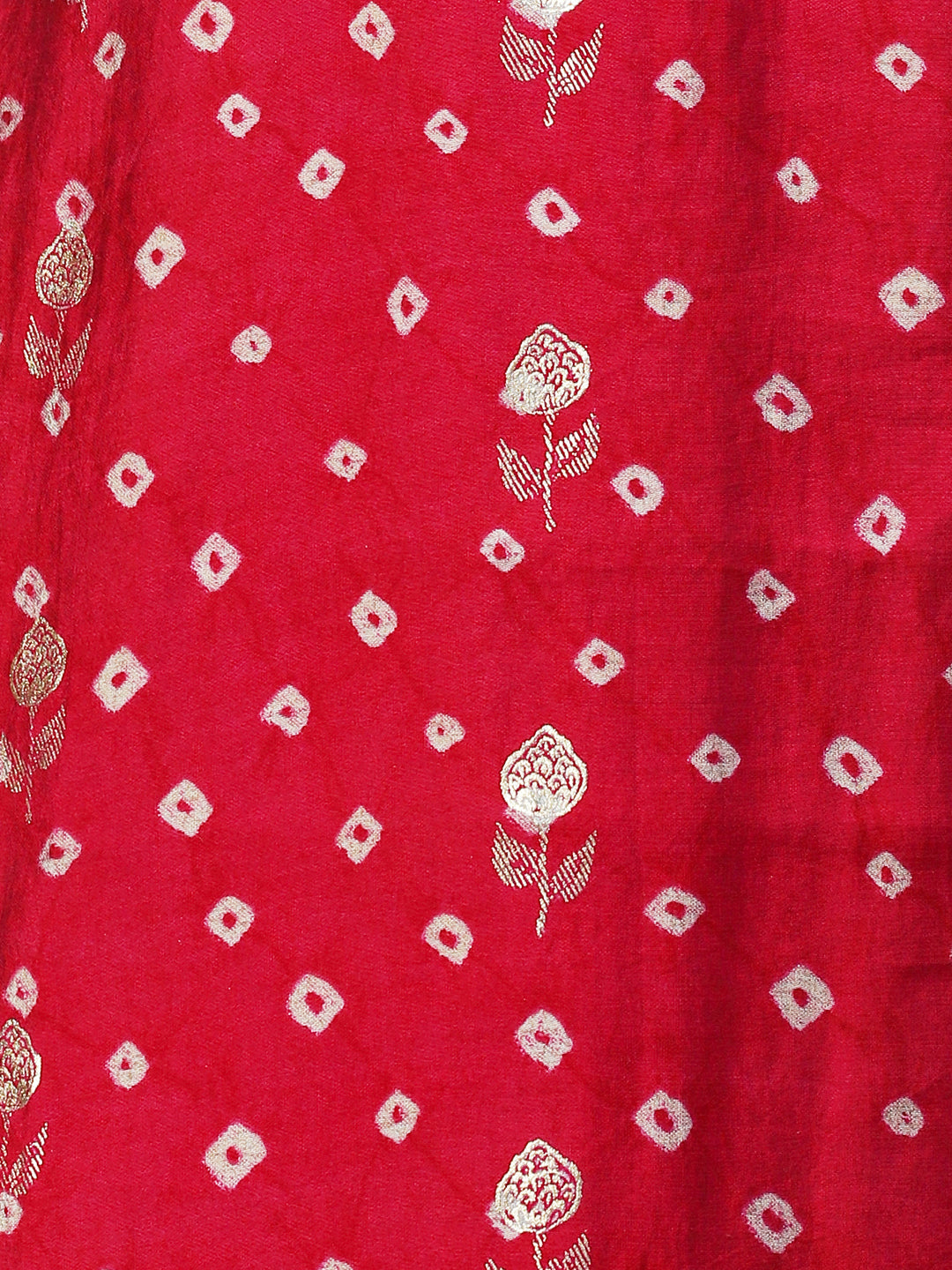 Bandhani Printed & Embroidered Straight Fit Kurta - Magenta