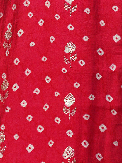 Bandhani Printed & Embroidered Straight Fit Kurta - Magenta