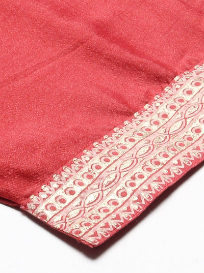 Ethnic Printed Straight Kurta with Pant & Dupatta - Pink