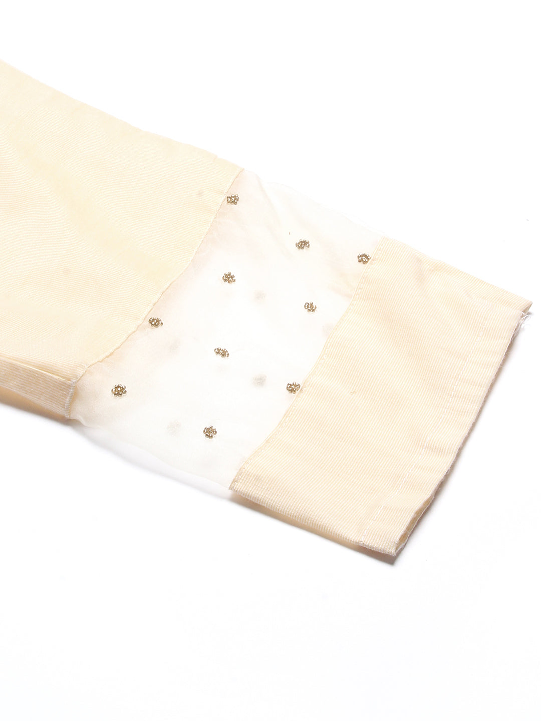 Solid Beads Embroidered Straight Fit Pant - Cream