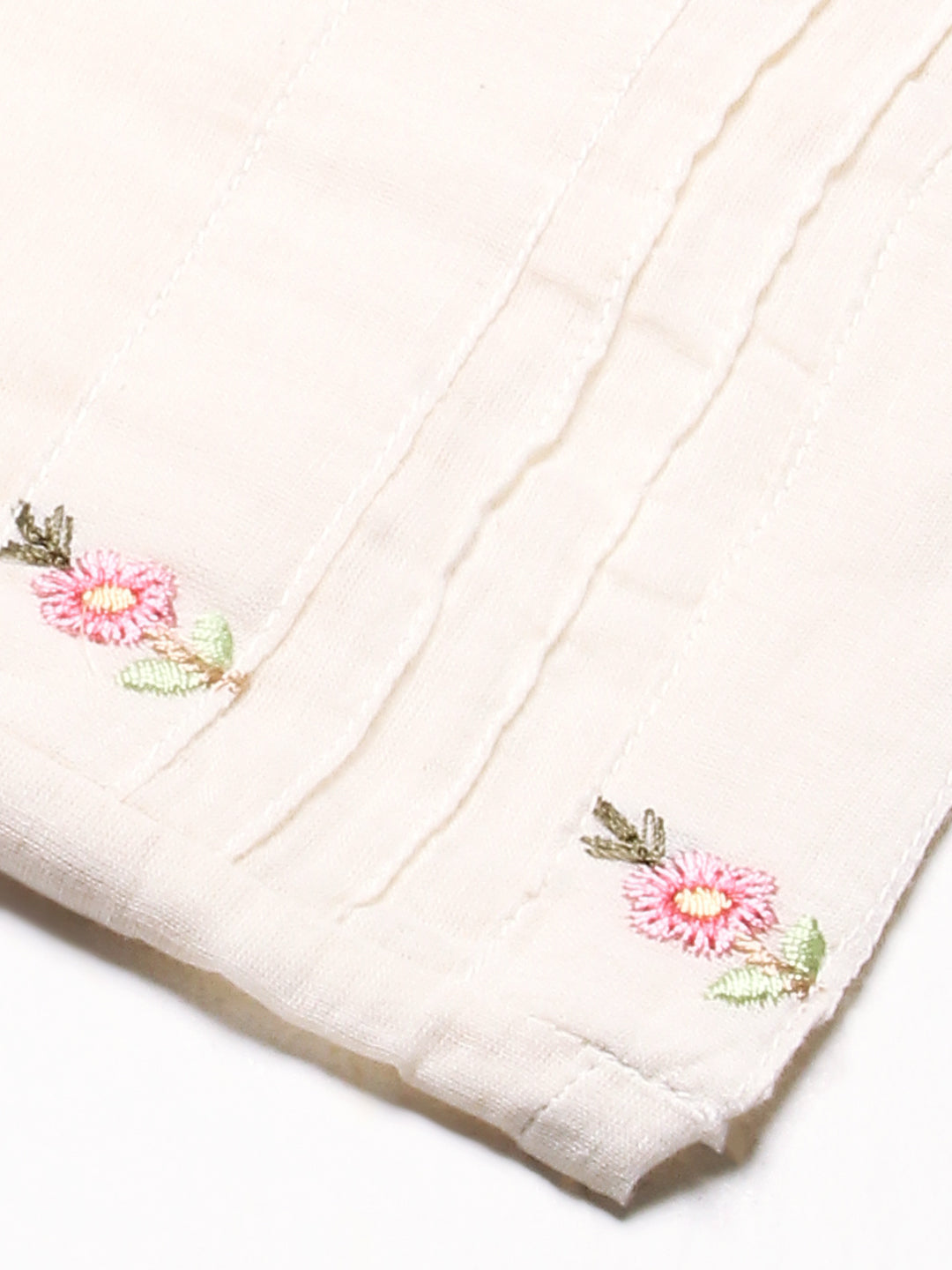 Solid Resham Embroidered Kurta With Pants & Dupatta - White