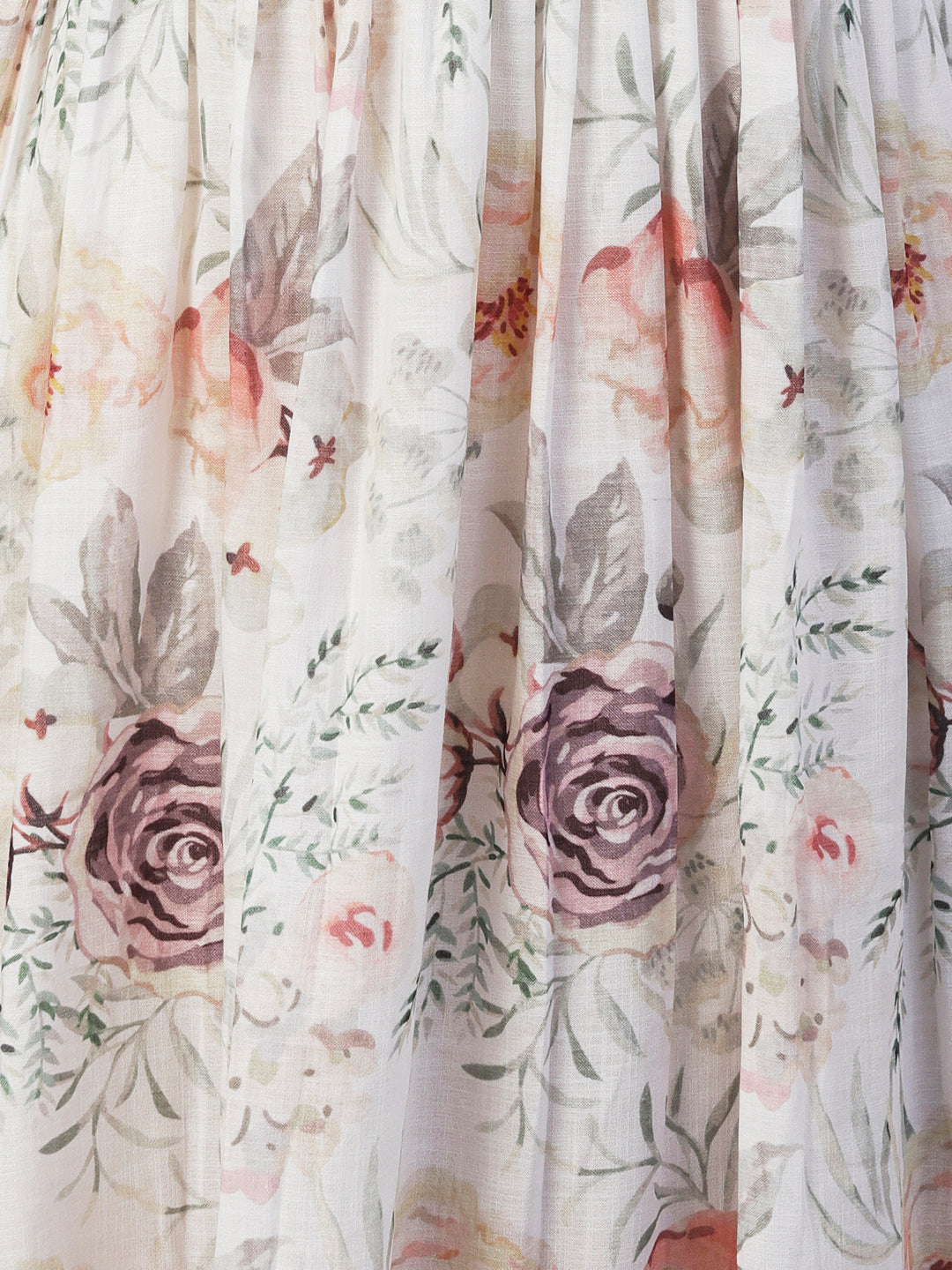 Floral Printed Beads & Resham Embroidered Pleated Maxi Dress - White