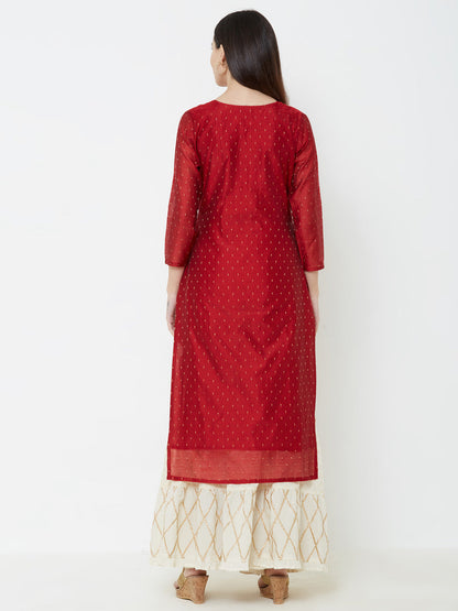 Sequins Embellished Chanderi Kurta - Red