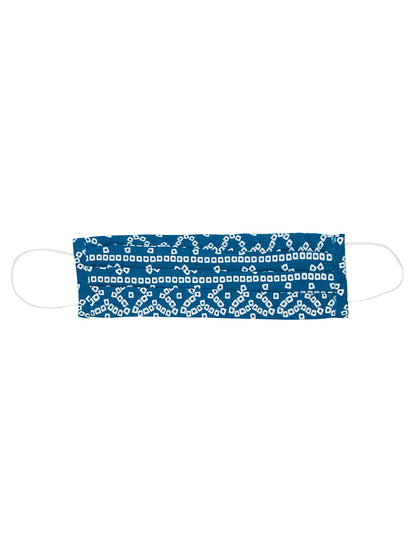 Bandhani printed Kurta, solid palazzo with mask - Turquoise