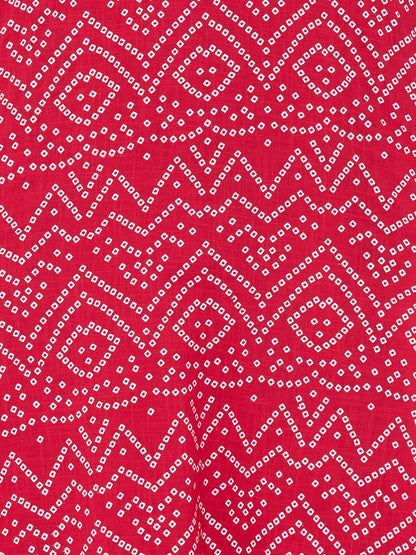 Bandhani printed Kurta, solid palazzo with mask - Pink